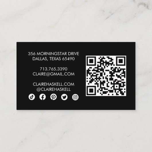 Fancy Script Chique B & W Bestellen Dank u voor Mi Visitekaartje (Achterkant)