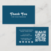 Fancy script chique blauwe volgorde dank u minimal visitekaartje (Voorkant / Achterkant)