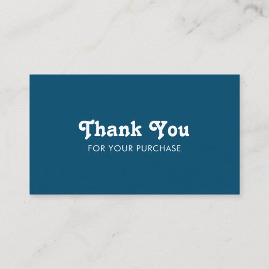 Fancy script chique blauwe volgorde dank u minimal visitekaartje (Voorkant)