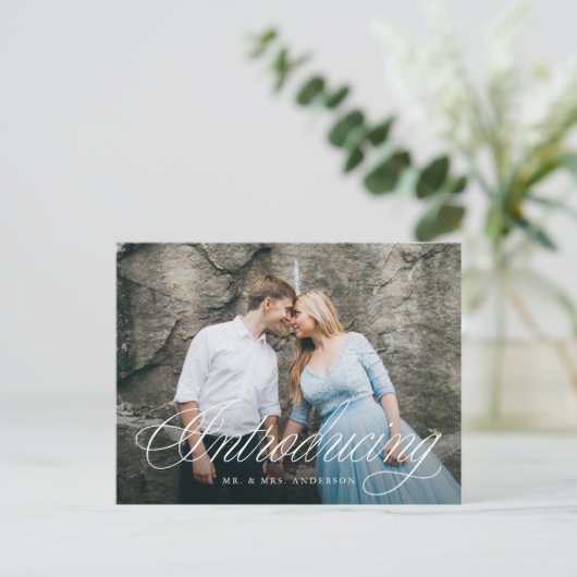 Fancy script dat weddenschappen introduceert briefkaart (Staand voorkant)