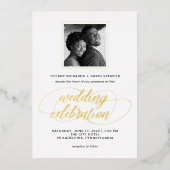 Fancy script en foto's | Weddengeld Folie Uitnodiging (Voorkant)