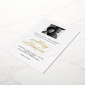 Fancy script en foto's | Weddengeld Folie Uitnodiging (Gedraaid)