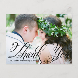Fancy script   Foto bruiloft Hartelijk dank Briefk Briefkaart