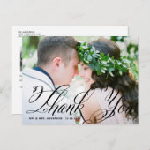 Fancy script | Foto bruiloft Hartelijk dank Briefk Briefkaart (Voorkant / Achterkant)