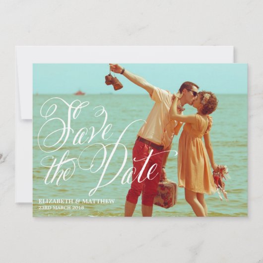 Fancy Script | Foto Save the Date Aankondiging (Voorkant)