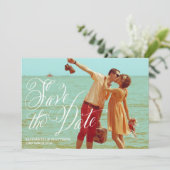 Fancy Script | Foto Save the Date Aankondiging (Staand voorkant)