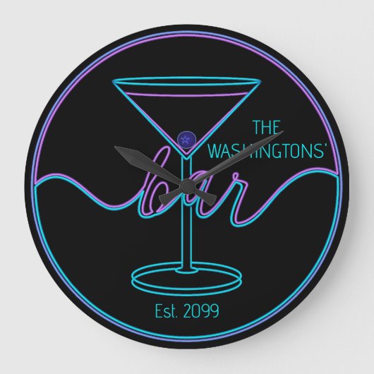 Fancy Script Fun Bar Grote wandklok (Voorkant)