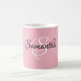 Fancy Script Gepersonaliseerd roze kleurenmonogram Koffiemok