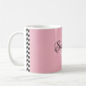 Fancy Script Gepersonaliseerd roze kleurenmonogram Koffiemok (Links)