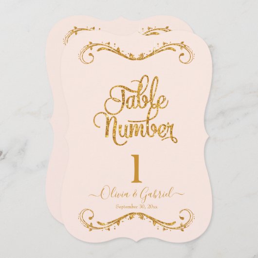 Fancy Script Glitter Blush Pink Weddenschappen Kaart (Voorkant / Achterkant)