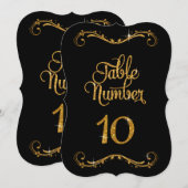 Fancy Script Glitter Tabel nummer 10 Recepties Kaart (Voorkant / Achterkant)