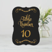 Fancy Script Glitter Tabel nummer 10 Recepties Kaart (Staand voorkant)
