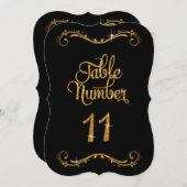 Fancy Script Glitter Tabel nummer 11 Recepties Kaart (Voorkant / Achterkant)