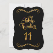 Fancy Script Glitter Tabel nummer 11 Recepties Kaart (Achterkant)