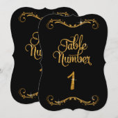Fancy Script Glitter Tabel nummer 1 Recepties Kaart (Voorkant / Achterkant)