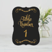 Fancy Script Glitter Tabel nummer 1 Recepties Kaart (Staand voorkant)
