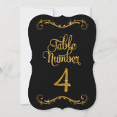 Fancy Script Glitter Tabel nummer 4 Recepties Kaart (Achterkant)