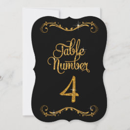 Fancy Script Glitter Tabel nummer 4 Recepties Kaart