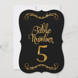 Fancy Script Glitter Tabel nummer 5 Recepties Kaart