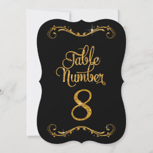 Fancy Script Glitter Tabel Nummer 8 Recepties Kaart