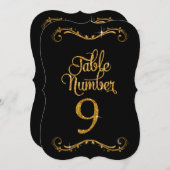 Fancy Script Glitter Tabel nummer 9 Recepties Kaart (Voorkant / Achterkant)