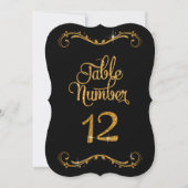 Fancy Script Glitter Table Number 12 Recepties Kaart (Voorkant)