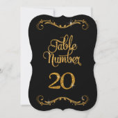 Fancy script Glitter Table Number 20 Receptions Kaart (Voorkant)
