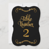 Fancy script Glitter Table Number 2 Recepties Kaart (Voorkant)