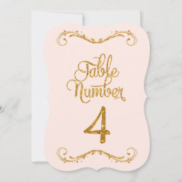 Fancy script Glitter Table Number 4 Weddenschappen Kaart