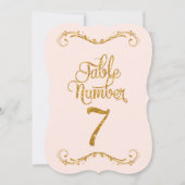 Fancy script Glitter Table Number 7 Weddenschappen Kaart (Voorkant)