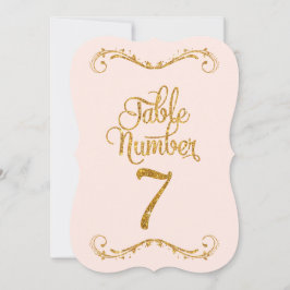 Fancy script Glitter Table Number 7 Weddenschappen Kaart