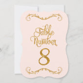 Fancy script Glitter Table Number 8 Weddenschappen Kaart (Achterkant)