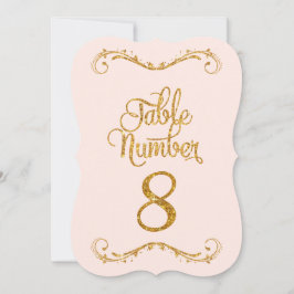 Fancy script Glitter Table Number 8 Weddenschappen Kaart