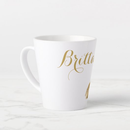 Fancy script Golden Kisses Latte Mok (Linkerhoek)