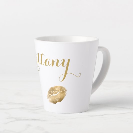 Fancy script Golden Kisses Latte Mok (Rechterhoek)