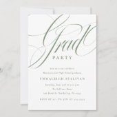 Fancy Script Groene Afstudeerfeest Kaart (Voorkant)