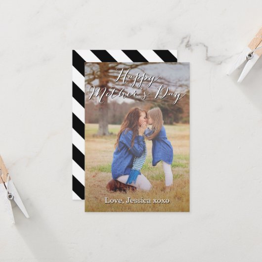 Fancy script Happy Moederdag-kaart Kaart (Voorkant / Achterkant in situ)