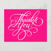 Fancy Script Hot Pink Thank You Card Briefkaart (Voorkant)