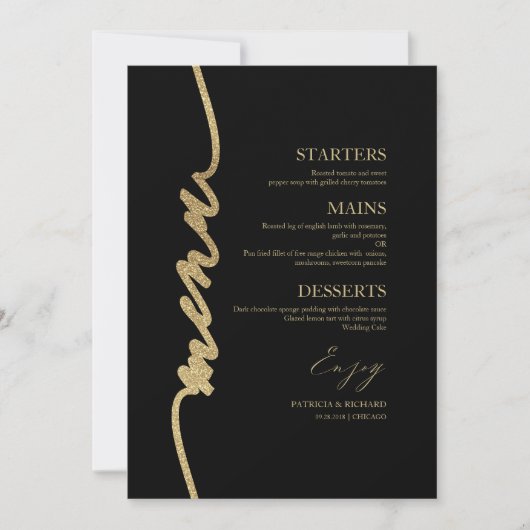 Fancy Script Huwelijksmenu kaart voor bord (Voorkant)