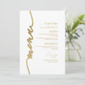 Fancy Script Huwelijksmenu kaart voor bord (Staand voorkant)