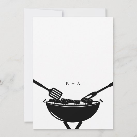 Fancy Script "Ik Doe" BBQ Koppels Trouwdouche Kaart (Achterkant)