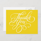 Fancy Script Lemon Yellow Thank You Card Briefkaart (Voorkant / Achterkant)
