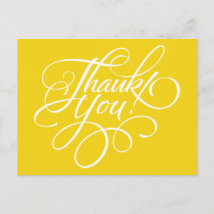 Fancy Script Lemon Yellow Thank You Card Briefkaart