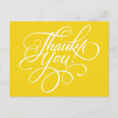 Fancy Script Lemon Yellow Thank You Card Briefkaart (Voorkant)