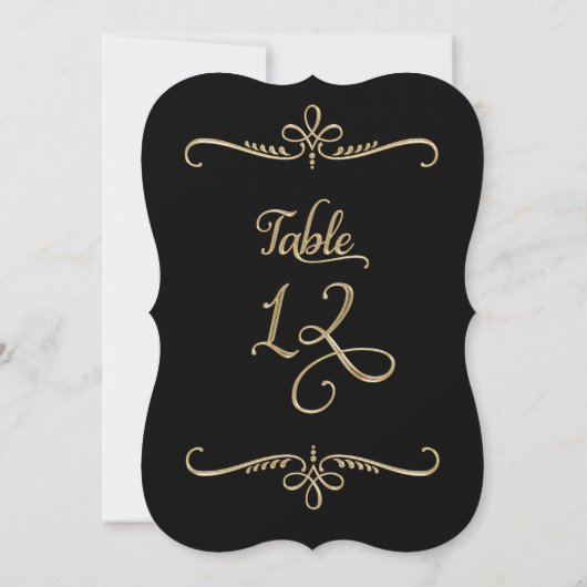 Fancy Script Lettering Tabel nummer 12 Recepties Kaart (Achterkant)