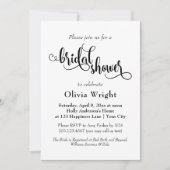 Fancy Script Letters Zwart-Wit Bruiloftsfeest Kaart (Voorkant)
