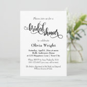 Fancy Script Letters Zwart-Wit Bruiloftsfeest Kaart (Staand voorkant)