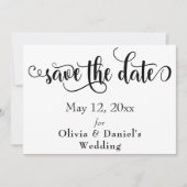 Fancy Script Letters Zwart & Wit Sla de datum op Save The Date (Voorkant)