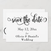 Fancy Script Letters Zwart & Wit Sla de datum op Save The Date (Voorkant / Achterkant)