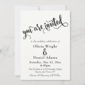 Fancy Script Letters Zwart & Wit Trouwen Kaart (Voorkant)